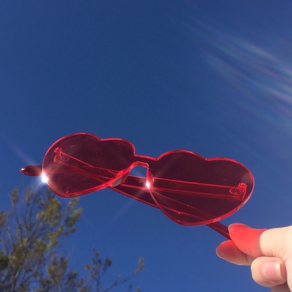 rat poison Accessories - Clear transparent heart sunglasses red
